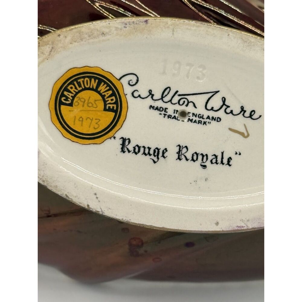 1973 Art Deco Vintage CARLTON WARE ROUGE ROYALE  Dark Red Gold Trim - Picture 4 of 7